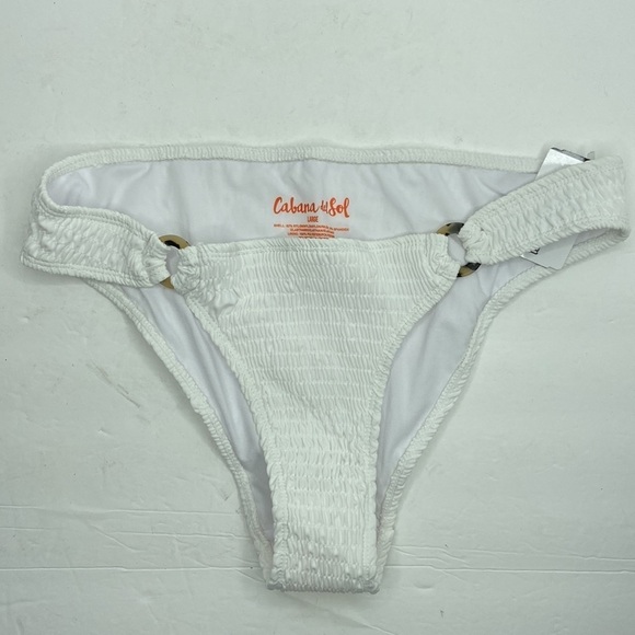 Cabana Del Sol White Smocked Bikini Bottoms Size Large - Picture 6 of 9